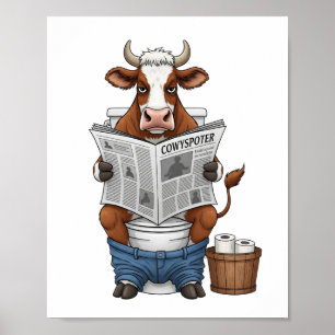 Ko på toalett PNG, Rolrig lantbruk djur Poster