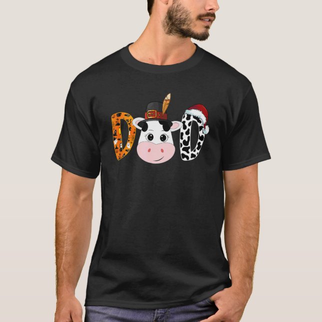 Ko Pappa Halloween God Jul Glad Hallothan T Shirt (Framsida)