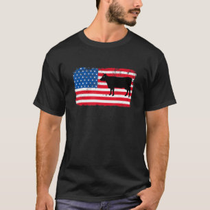 Ko Patriotisk Usa Flagga Jordbruksdjur Mejeriprodu T Shirt