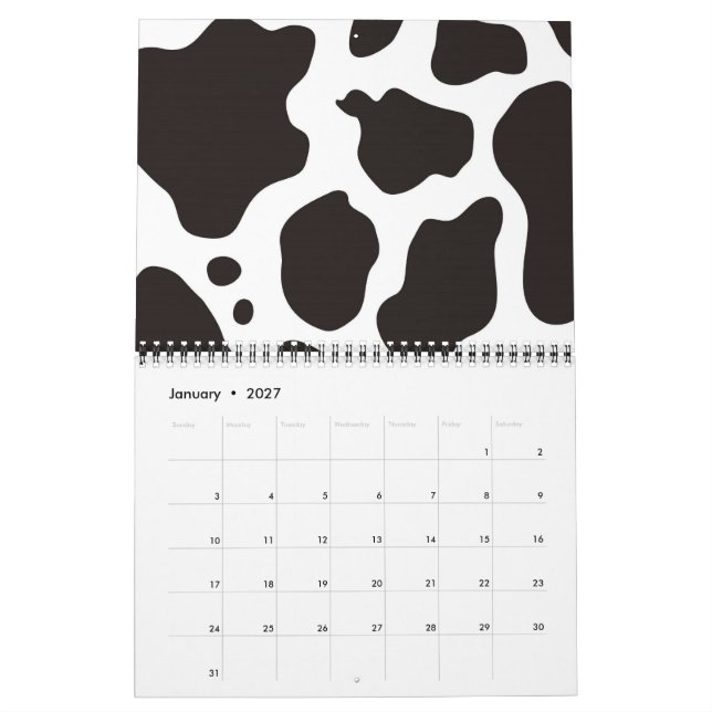 Ko pattern bakgrund kalender (Jan 2027)