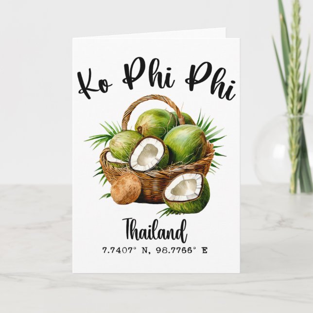 Ko Phi Phi kokosnöt Thailand Tropisk Koh ö Gp Kort (Framsida)