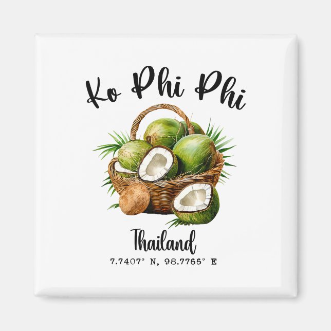 Ko Phi Phi kokosnöt Thailand Tropisk Koh ö Gp Magnet (Framsidan)