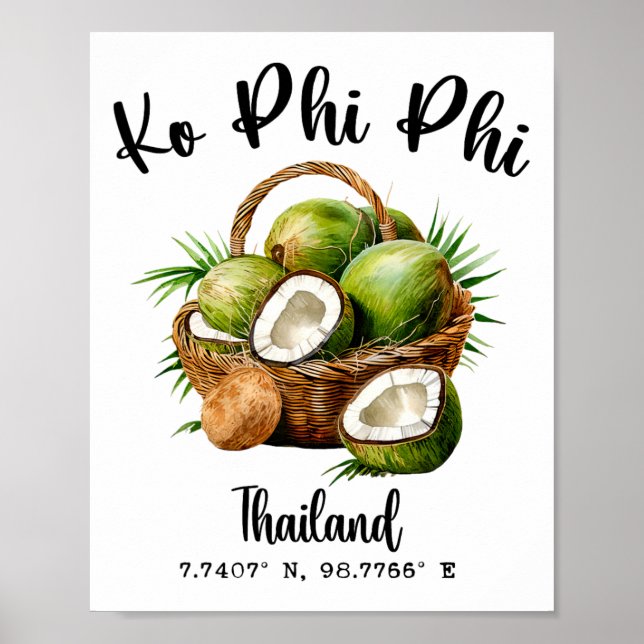 Ko Phi Phi kokosnöt Thailand Tropisk Koh ö Gp Poster (Framsidan)