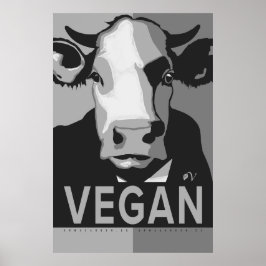 Ko Pop Art Affisch i Svart och Vitt - Vegan