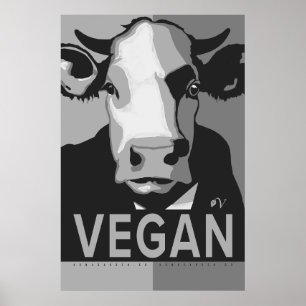 Ko Pop Art Affisch i Svart och Vitt - Vegan