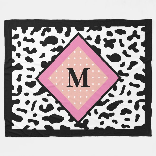 Ko-print Mönster Monogram Fleecefilt (Framsidan (Horisontell))