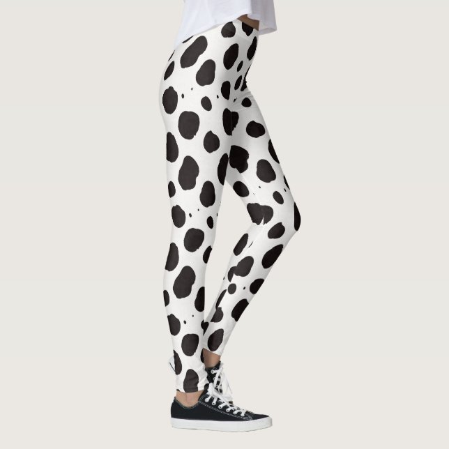 Ko Print Svart Vitt Trendigt Mönster Leggings (Höger)
