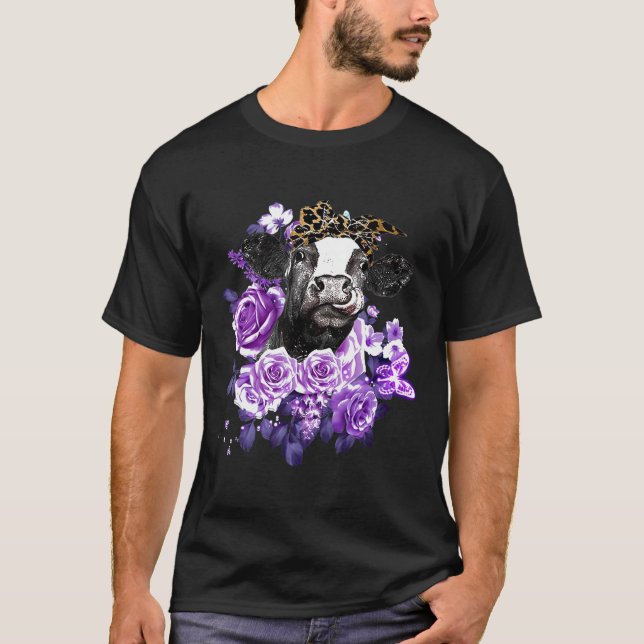 Ko Purpurblommor Ko T Shirt (Framsida)