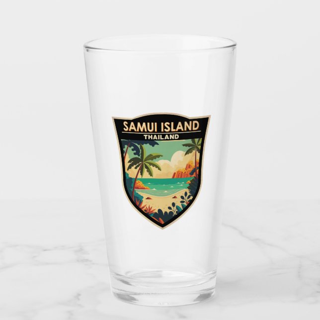 Ko Samui Island Thailand Travel Art Badge Glaskopp (Framsida)