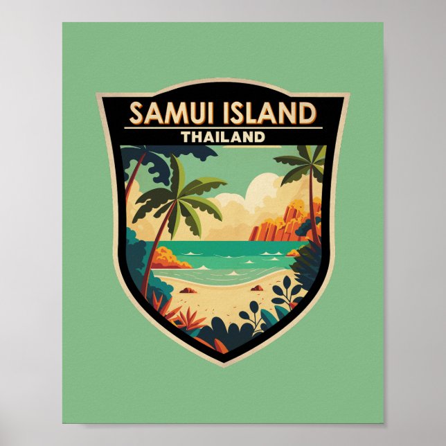 Ko Samui Island Thailand Travel Art Badge Poster (Framsidan)