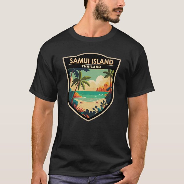 Ko Samui Island Thailand Travel Art Badge T Shirt (Framsida)