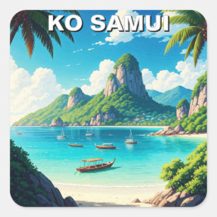 Ko Samui Thailand Fyrkantigt Klistermärke