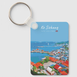 Ko Sichang, Thailand - Klassisk livlig hamnvy Nyckelring