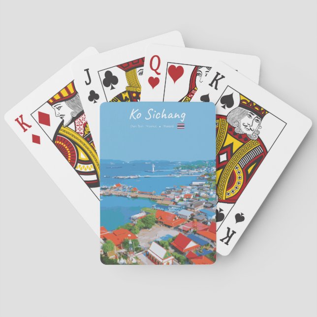 Ko Sichang, Thailand - Levande hamnvy Casinokort (Baksidan)