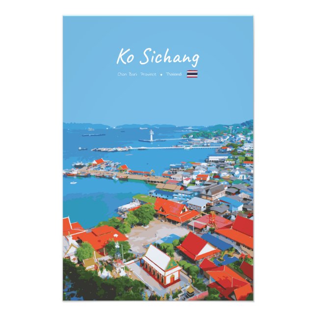 Ko Sichang, Thailand - Levande hamnvy Fototryck (Framsidan)