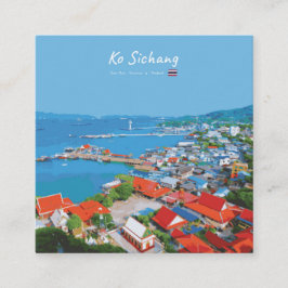 Ko Sichang, Thailand - Levande hamnvy Fyrkantigt Visitkort