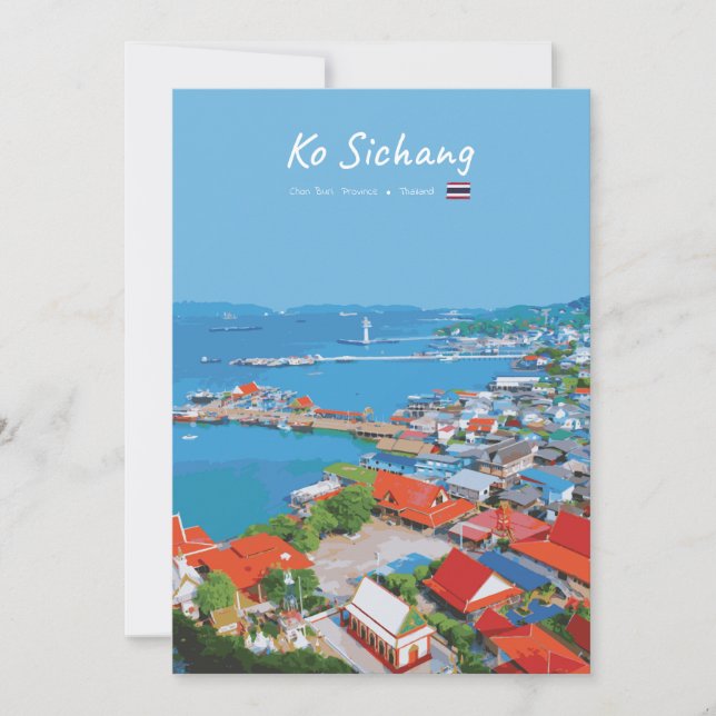 Ko Sichang, Thailand - Levande hamnvy Inbjudningar (Framsida)