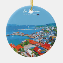 Ko Sichang, Thailand - Levande hamnvy Julgransprydnad Keramik
