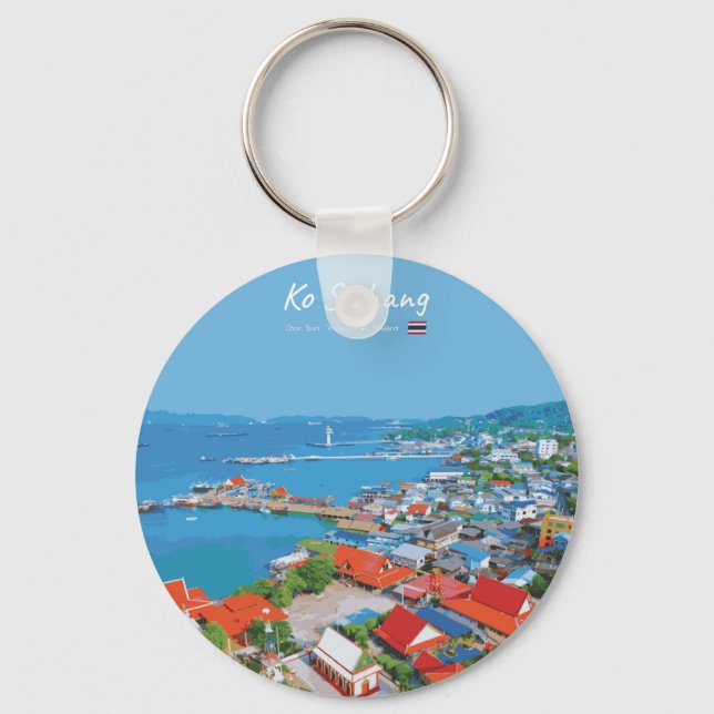 Ko Sichang, Thailand - Levande hamnvy Nyckelring (Framsida)
