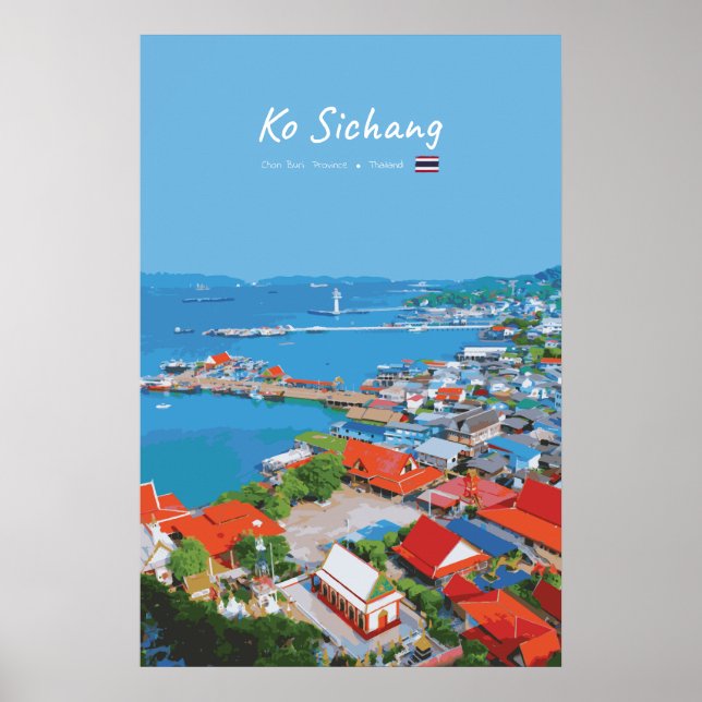 Ko Sichang, Thailand - Levande hamnvy Poster (Framsidan)