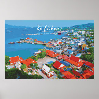 Ko Sichang, Thailand - Levande hamnvy Poster