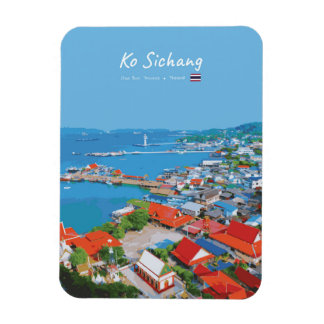 Ko Sichang, Thailand - Levande Hamnvy Runt Magnet