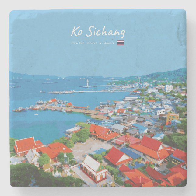 Ko Sichang, Thailand - Levande hamnvy Stenunderlägg (Framsidan)