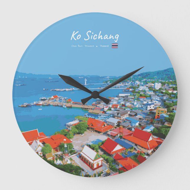 Ko Sichang, Thailand - Levande hamnvy Stor Klocka (Framsida)