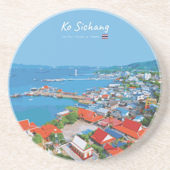 Ko Sichang, Thailand - Levande hamnvy Underlägg (Framsidan)