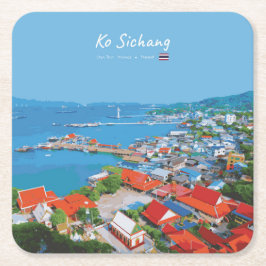Ko Sichang, Thailand - Levande hamnvy Underlägg Papper Kvadrat