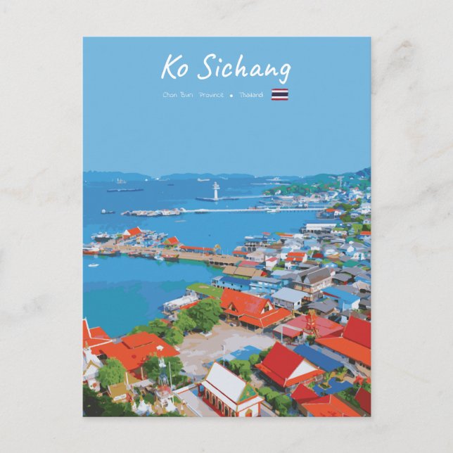 Ko Sichang, Thailand - Levande hamnvy Vykort (Framsida)