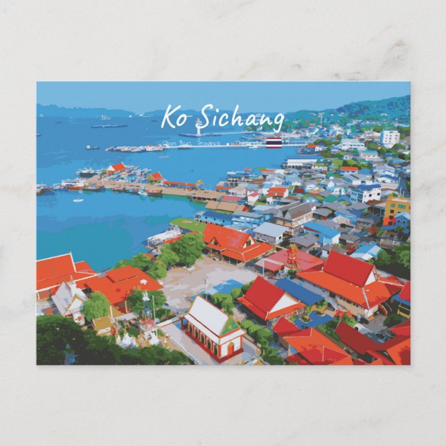 Ko Sichang, Thailand - Levande hamnvy Vykort (Framsida)