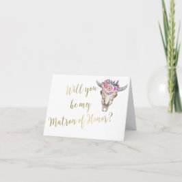 Ko skull boho vigsel gul Matron of Honor Tack Kort