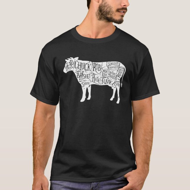 Ko Slakt Tees  Nötkött Skärdiagram T Shirt (Framsida)
