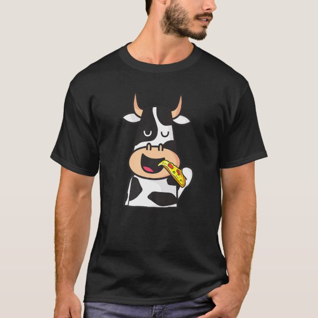 Ko som äter pizza Ko pizza Mat Matmatador T Shirt (Framsida)