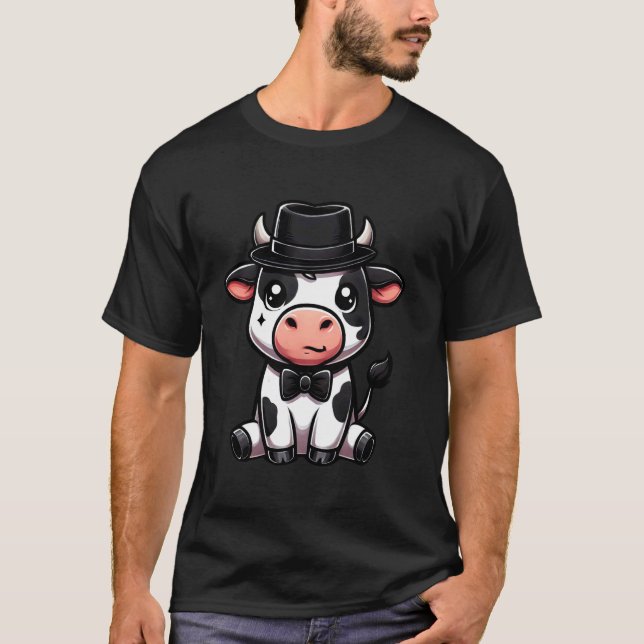 Ko som bär hatt och flugbindel t shirt (Framsida)