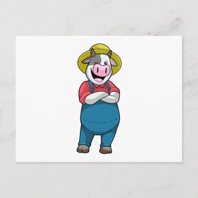 Ko som bonde med hatt vykort (Framsida)