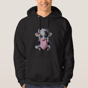 Ko som håller hjärta Rosa Coquette Bow Svart & Vit Hoodie