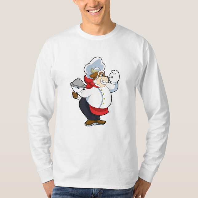 Kö som Servitör med serverplatta T Shirt (Framsida)