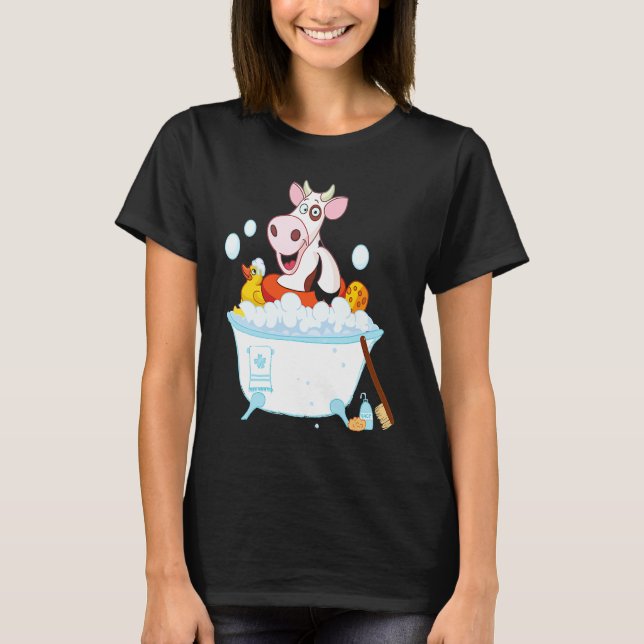 Ko som tar bad djur kor t shirt (Framsida)