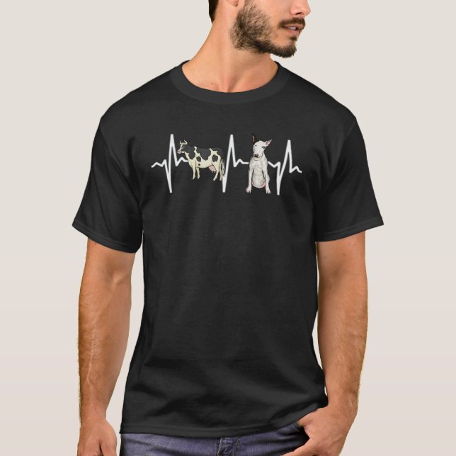 Ko Spotted Bull Terrier Hjärtbeat Hund T Shirt (Framsida)