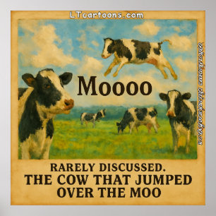 Ko sprang över Moo – Whimsical Bondgård Puns Kart Poster