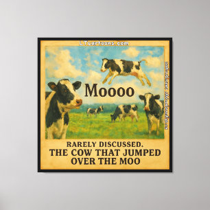 Ko sprang över Moo – Whimsical Bondgård Puns-Shir Canvastryck