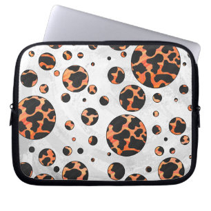 Ko svart och orange pricktryck laptop fodral