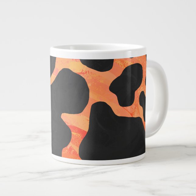 Ko svart och orange tryck jumbo mugg (Framsida höger)