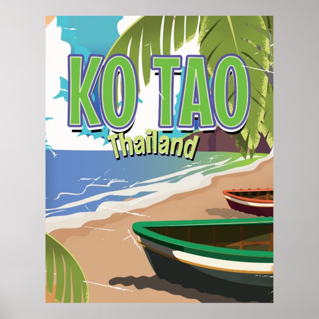 Ko Tao Thailand vintage resemotivaffisch Poster (Framsidan)