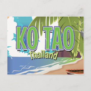 Ko Tao thailand vintage resor poster Vykort