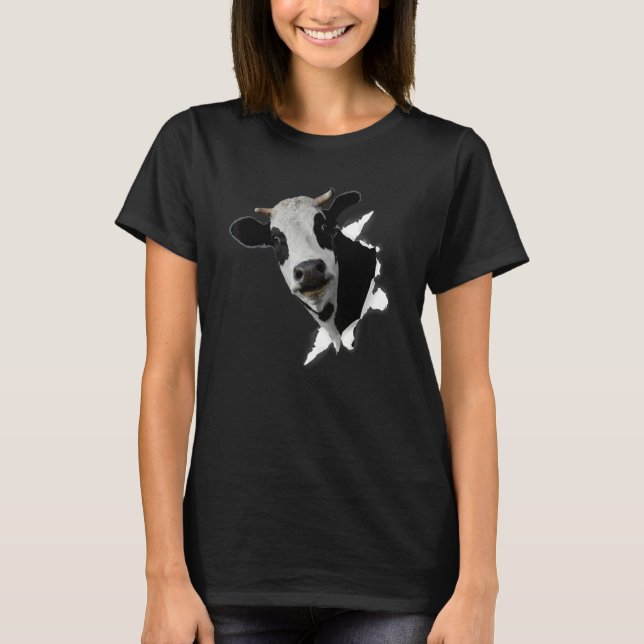 Ko Tårad Tyg För Bonde Djur T Shirt (Framsida)