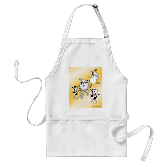 Ko, tjur, får och feg BBQ-Apron. Förkläde (Framsidan)