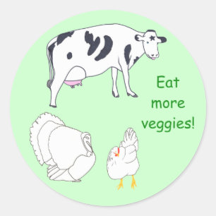 Ko Turkiet Chicken Eat more Veggies-klistermärken Runt Klistermärke
